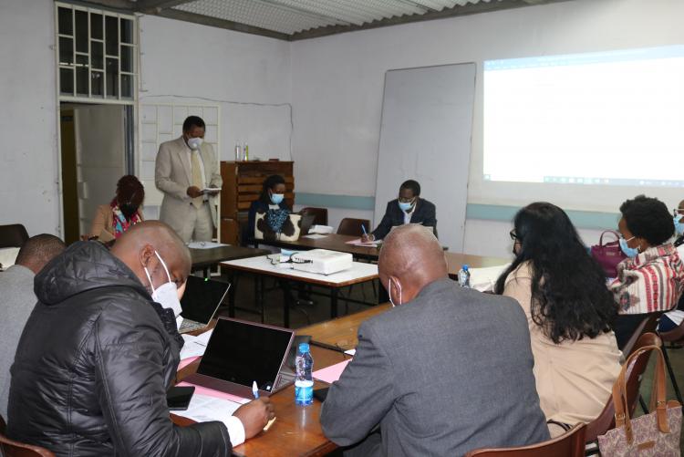 Executive Dean FBD, Prof. Rukwaro addressing participants of the curriculum review meeting