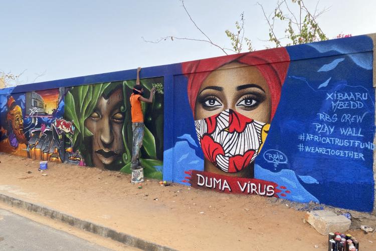 Murals on the sreets of Dakar promoting awareness on the fight against Covid 19 