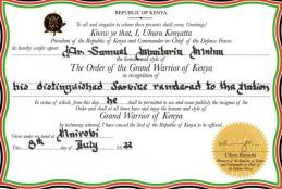 Order of the Grand Warrior of Kenya (OGW)